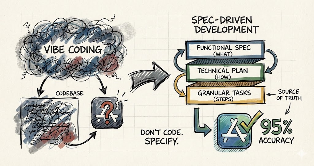 Spec-driven development workflow: from specifications to working software with 95% accuracy