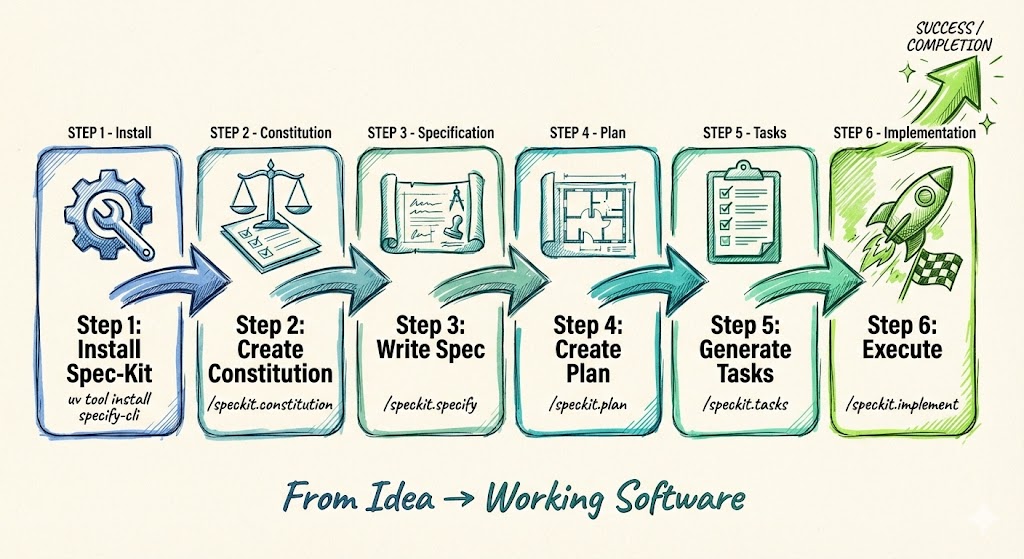 Spec-Kit Workflow: 6 Steps from Install to Implementation