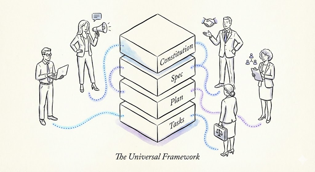 Universal 4-layer architecture working across different professions